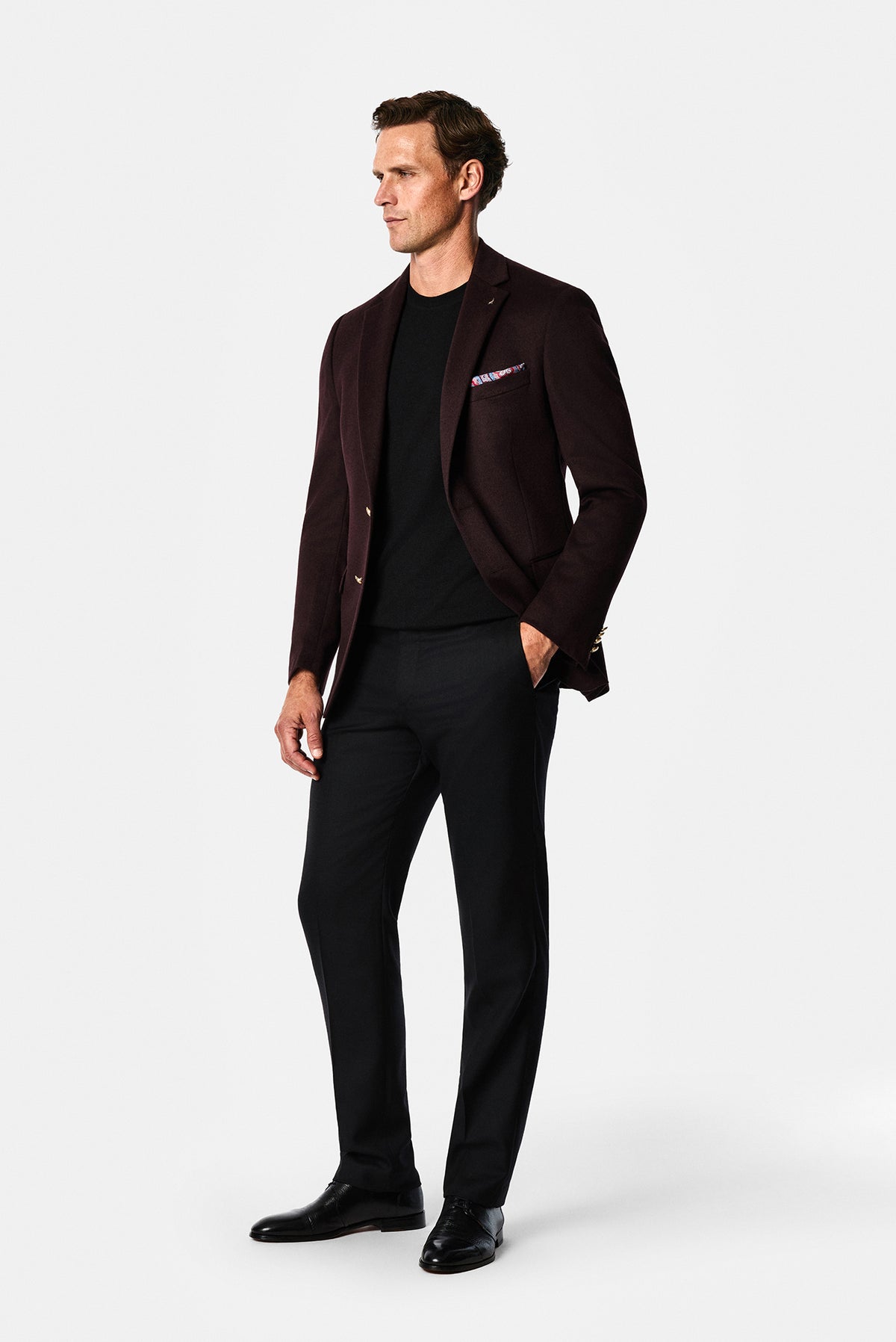 Koyu Bordo 6 Drop Regular Fit Mono Yaka Düz Yün Klasik Ceket