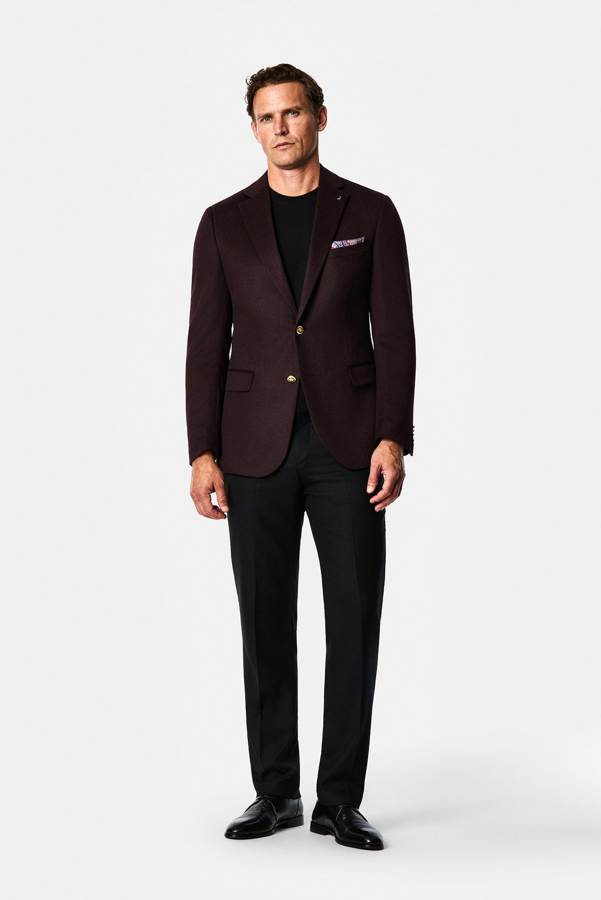 Koyu Bordo 6 Drop Regular Fit Mono Yaka Düz Yün Klasik Ceket