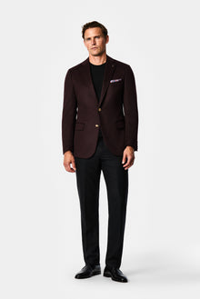 Koyu Bordo 6 Drop Regular Fit Mono Yaka Düz Yün Klasik Ceket
