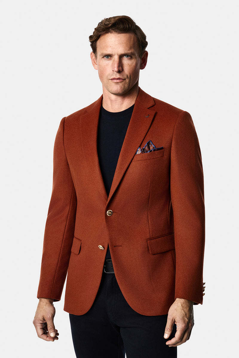 Kiremit 6 Drop Regular Fit Standart Kesim %100 Yün Mono Yaka Blazer Ceket