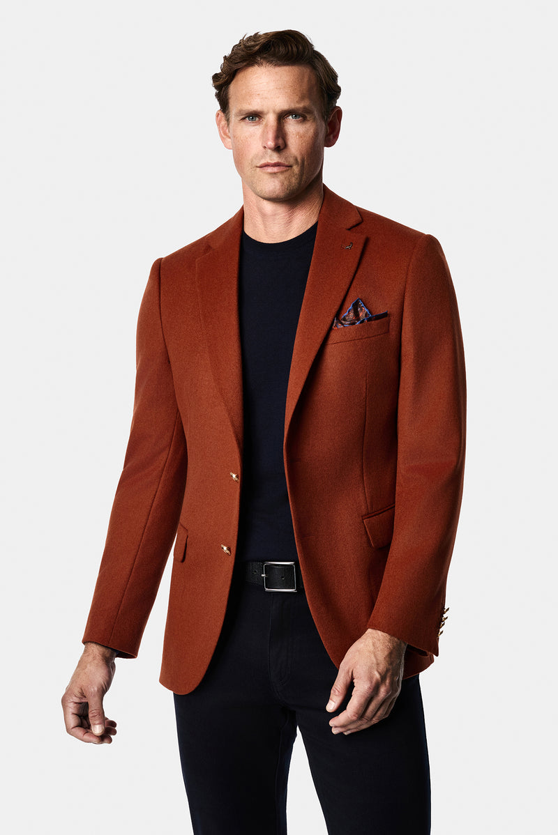 Kiremit 6 Drop Regular Fit Standart Kesim %100 Yün Mono Yaka Blazer Ceket