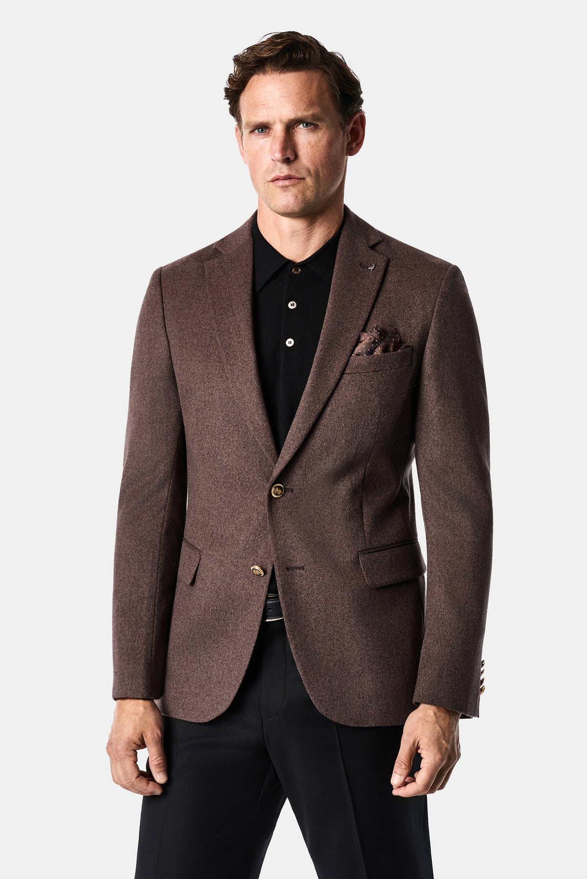 Koyu Vizon 6 Drop Regular Fit Standart Kesim %100 Yün Mono Yaka Blazer Ceket