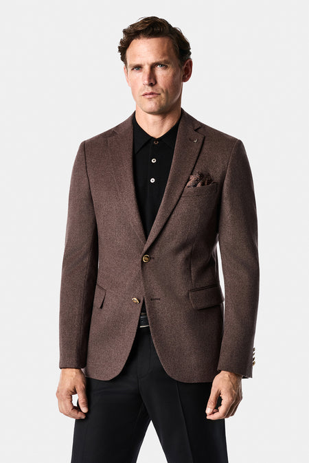 Koyu Vizon 6 Drop Regular Fit Standart Kesim %100 Yün Mono Yaka Blazer Ceket