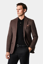 Koyu Vizon 6 Drop Regular Fit Standart Kesim %100 Yün Mono Yaka Blazer Ceket