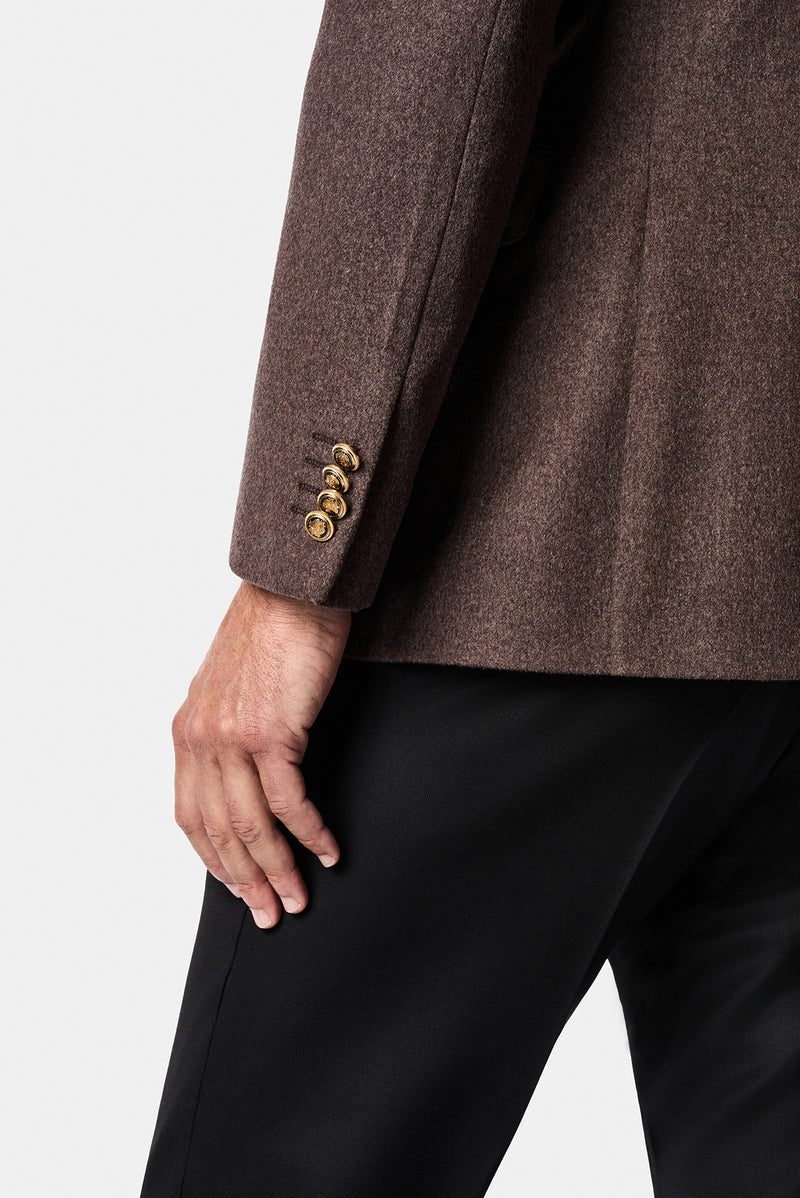 Koyu Vizon 6 Drop Regular Fit Standart Kesim %100 Yün Mono Yaka Blazer Ceket