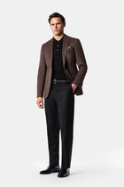 Koyu Vizon 6 Drop Regular Fit Standart Kesim %100 Yün Mono Yaka Blazer Ceket
