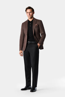 Koyu Vizon 6 Drop Regular Fit Standart Kesim %100 Yün Mono Yaka Blazer Ceket