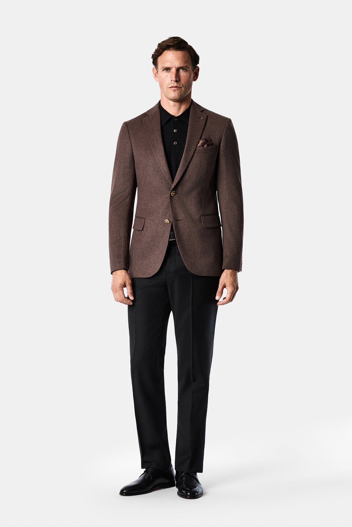 Koyu Vizon 6 Drop Regular Fit Standart Kesim %100 Yün Mono Yaka Blazer Ceket