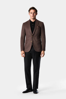 Koyu Vizon 6 Drop Regular Fit Standart Kesim %100 Yün Mono Yaka Blazer Ceket