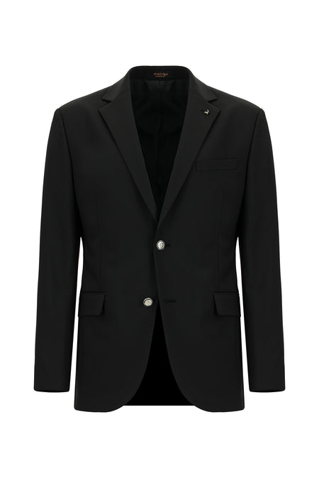 Siyah Slim Fit Dar Kesim Yünlü Blazer Ceket