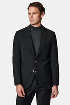 Siyah 4 Drop Relaxed Fit Rahat Kesim Yünlü Blazer Ceket-Abdullah Ki??l?