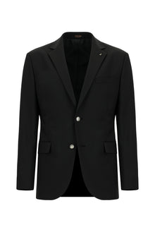 Siyah Regular Fit Yünlü Blazer Ceket