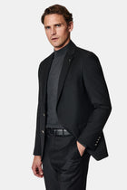 Siyah 6 Drop Regular Fit Standart Kesim Yünlü Blazer Ceket-Abdullah Ki??l?