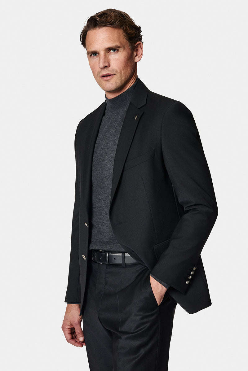 Siyah 4 Drop Relaxed Fit Rahat Kesim Yünlü Blazer Ceket