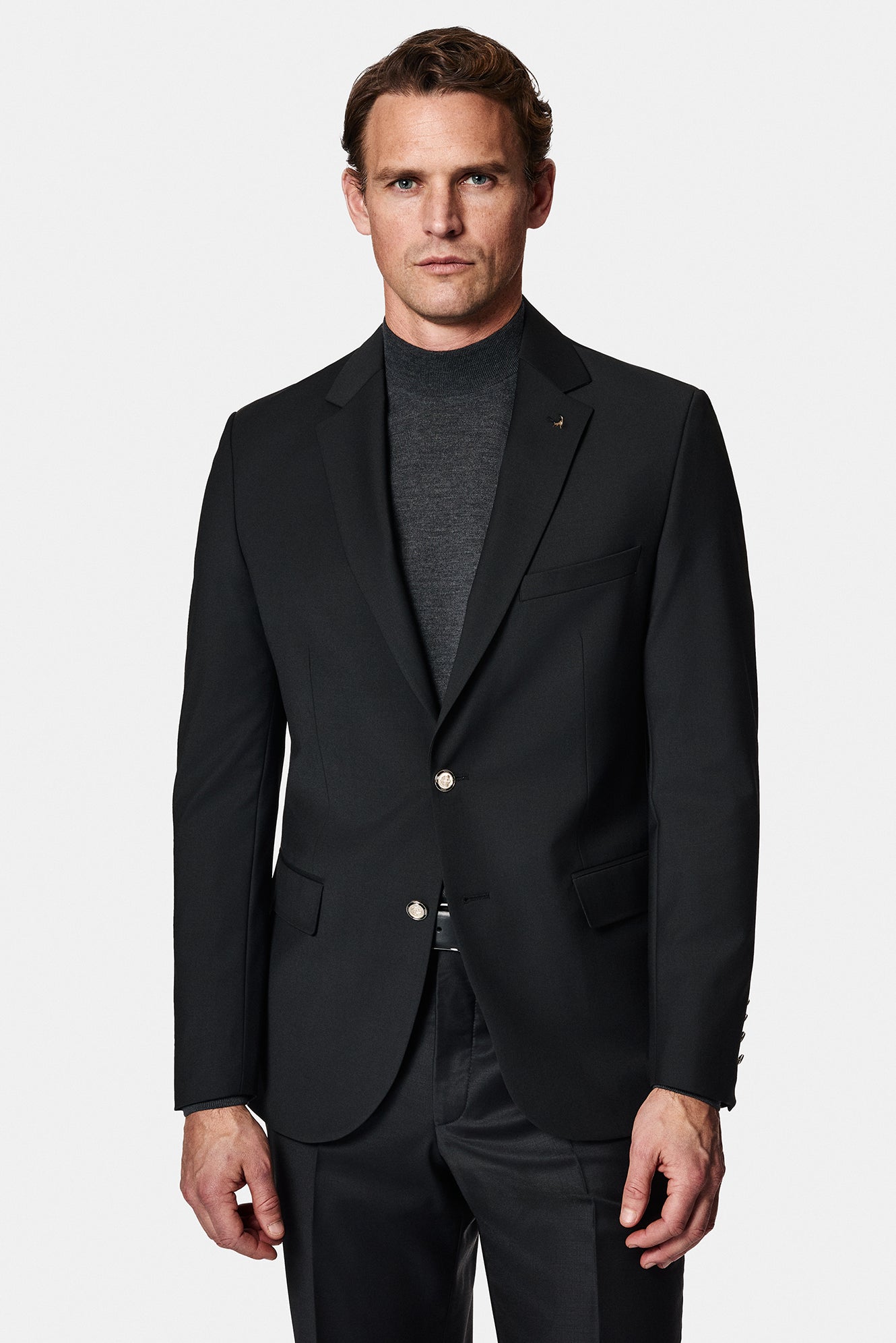 Siyah 6 Drop Regular Fit Standart Kesim Yünlü Blazer Ceket-Abdullah Ki??l?