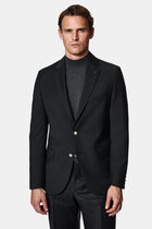 Siyah 6 Drop Regular Fit Standart Kesim Yünlü Blazer Ceket-Abdullah Ki??l?