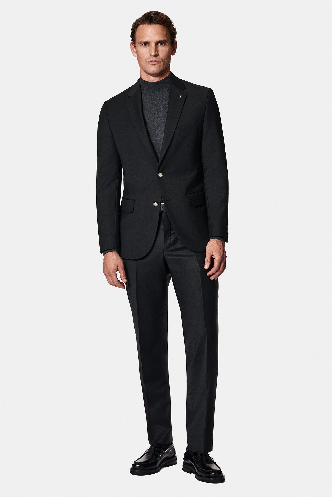 Siyah 6 Drop Regular Fit Standart Kesim Yünlü Blazer Ceket