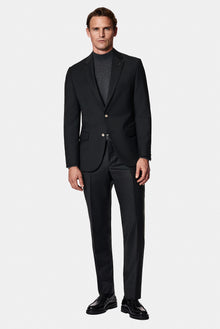 Siyah 6 Drop Regular Fit Standart Kesim Yünlü Blazer Ceket