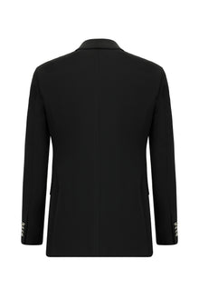 Siyah 7 Drop Slim Fit Dar Kesim Yünlü Blazer Ceket