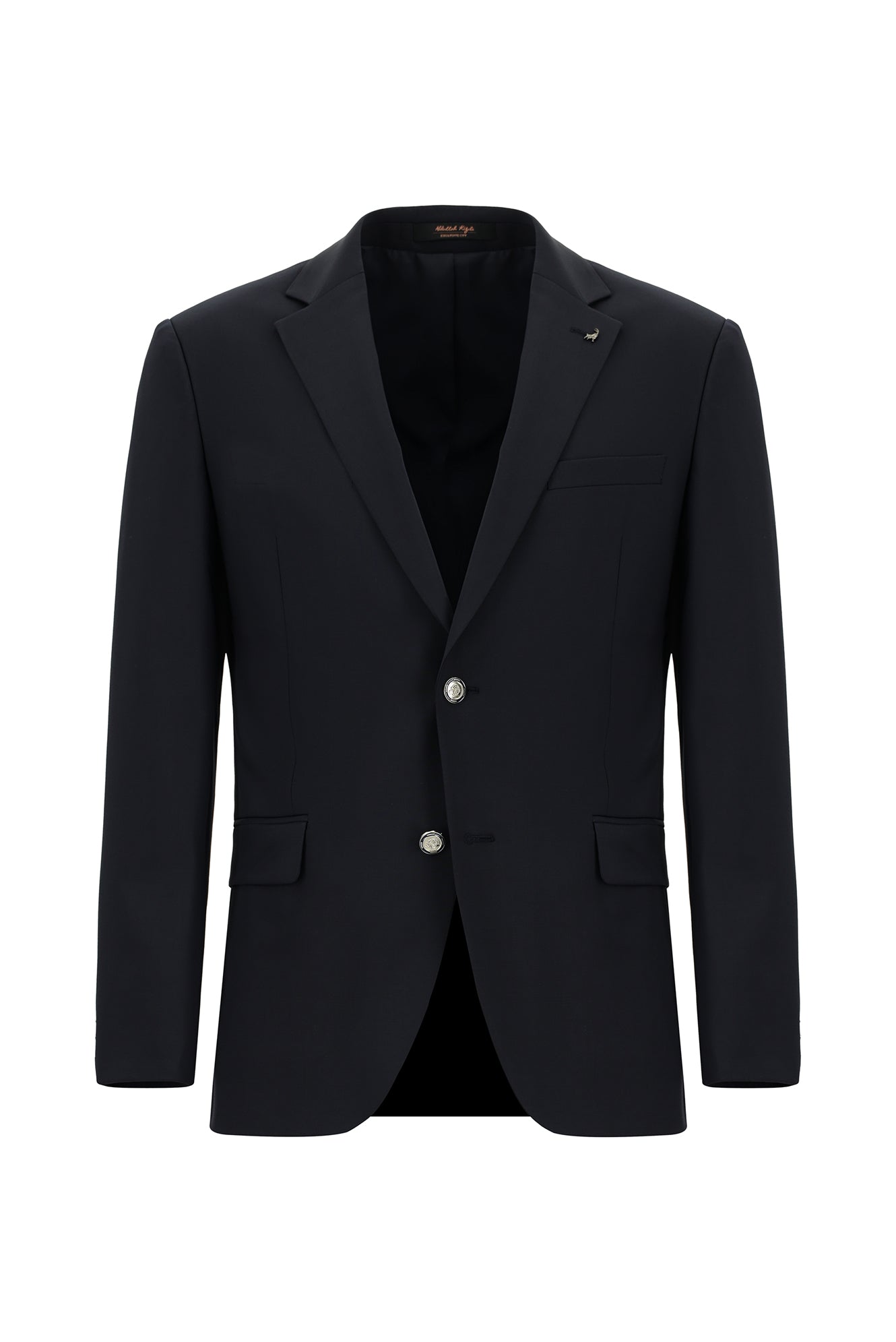 Koyu Lacivert Slim Fit Dar Kesim Yünlü Blazer Ceket