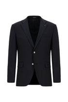 Koyu Lacivert 6 Drop Regular Fit Standart Kesim Yünlü Blazer Ceket-Abdullah Ki??l?