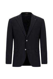 Koyu Lacivert 4 Drop Relaxed Fit Rahat Kesim Yünlü Blazer Ceket-Abdullah Ki??l?