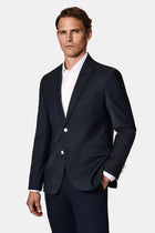 Koyu Lacivert 4 Drop Relaxed Fit Rahat Kesim Yünlü Blazer Ceket-Abdullah Ki??l?