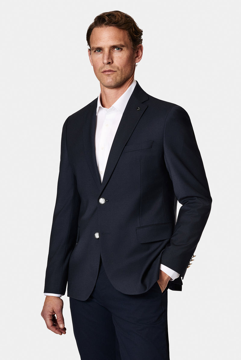 Koyu Lacivert 4 Drop Relaxed Fit Rahat Kesim Yünlü Blazer Ceket-Abdullah Ki??l?