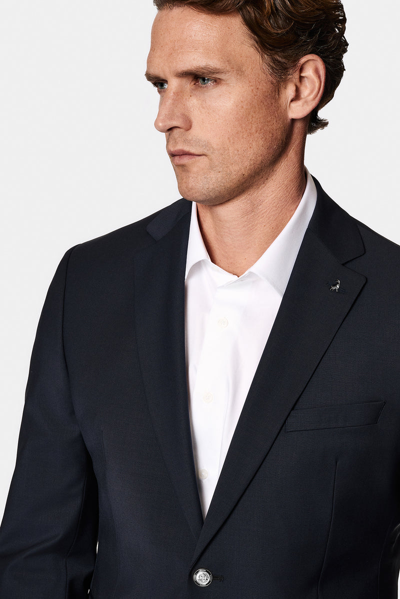 Koyu Lacivert 4 Drop Relaxed Fit Rahat Kesim Yünlü Blazer Ceket-Abdullah Ki??l?