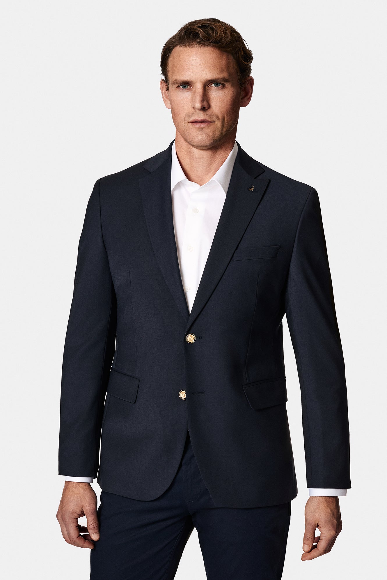 Koyu Lacivert 7 Drop Slim Fit Dar Kesim Yünlü Blazer Ceket-Abdullah Ki??l?