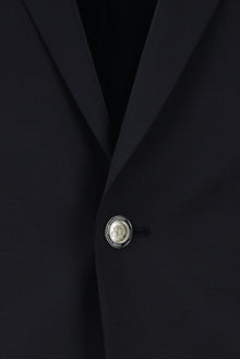 Koyu Lacivert Slim Fit Dar Kesim Yünlü Blazer Ceket