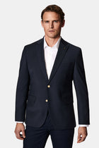 Koyu Lacivert 4 Drop Relaxed Fit Rahat Kesim Yünlü Blazer Ceket