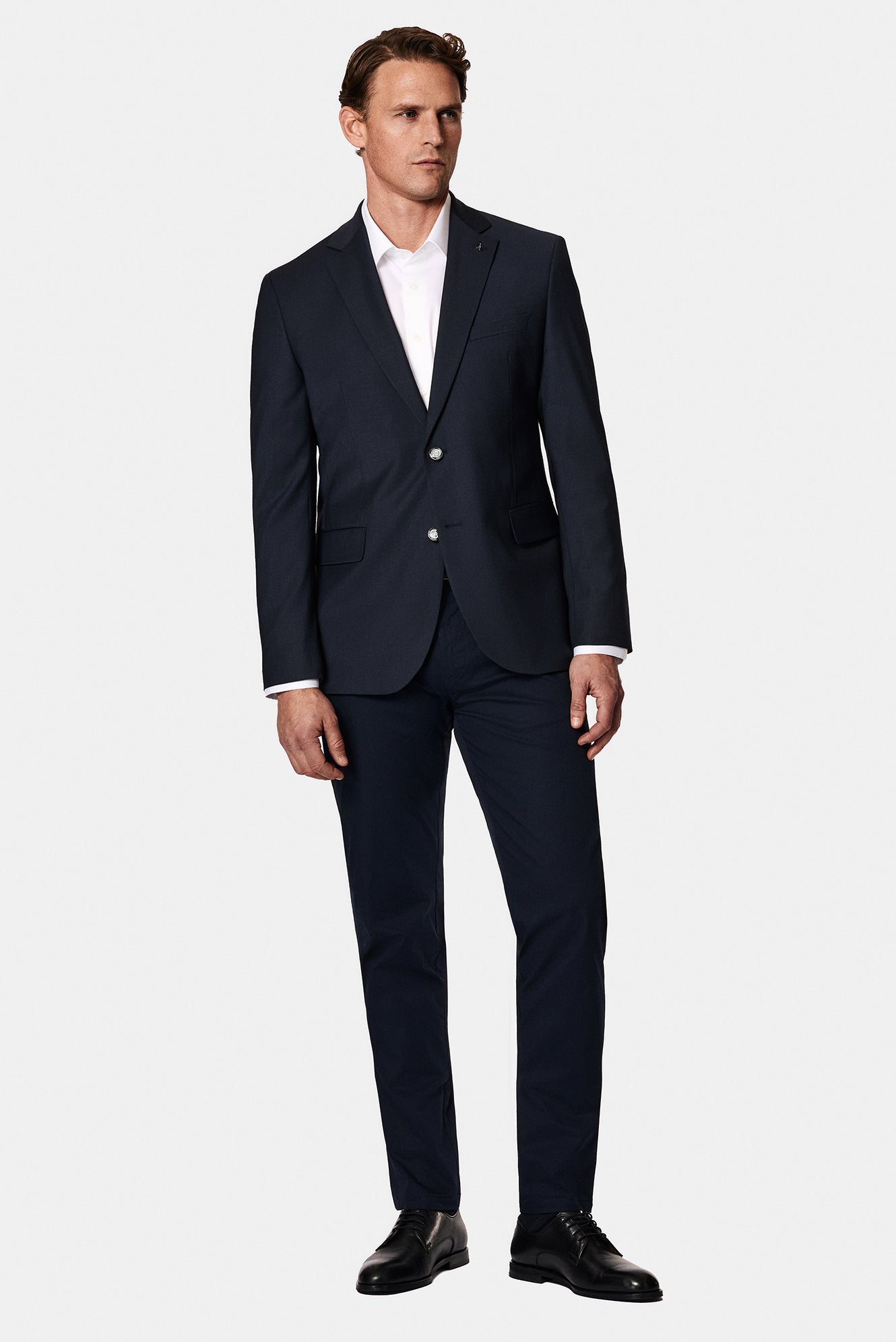 Koyu Lacivert 7 Drop Slim Fit Dar Kesim Yünlü Blazer Ceket-Abdullah Ki??l?