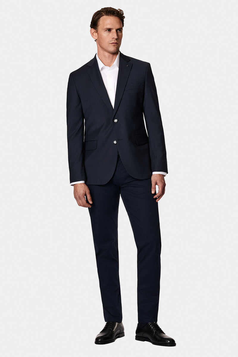 Koyu Lacivert 4 Drop Relaxed Fit Rahat Kesim Yünlü Blazer Ceket-Abdullah Ki??l?