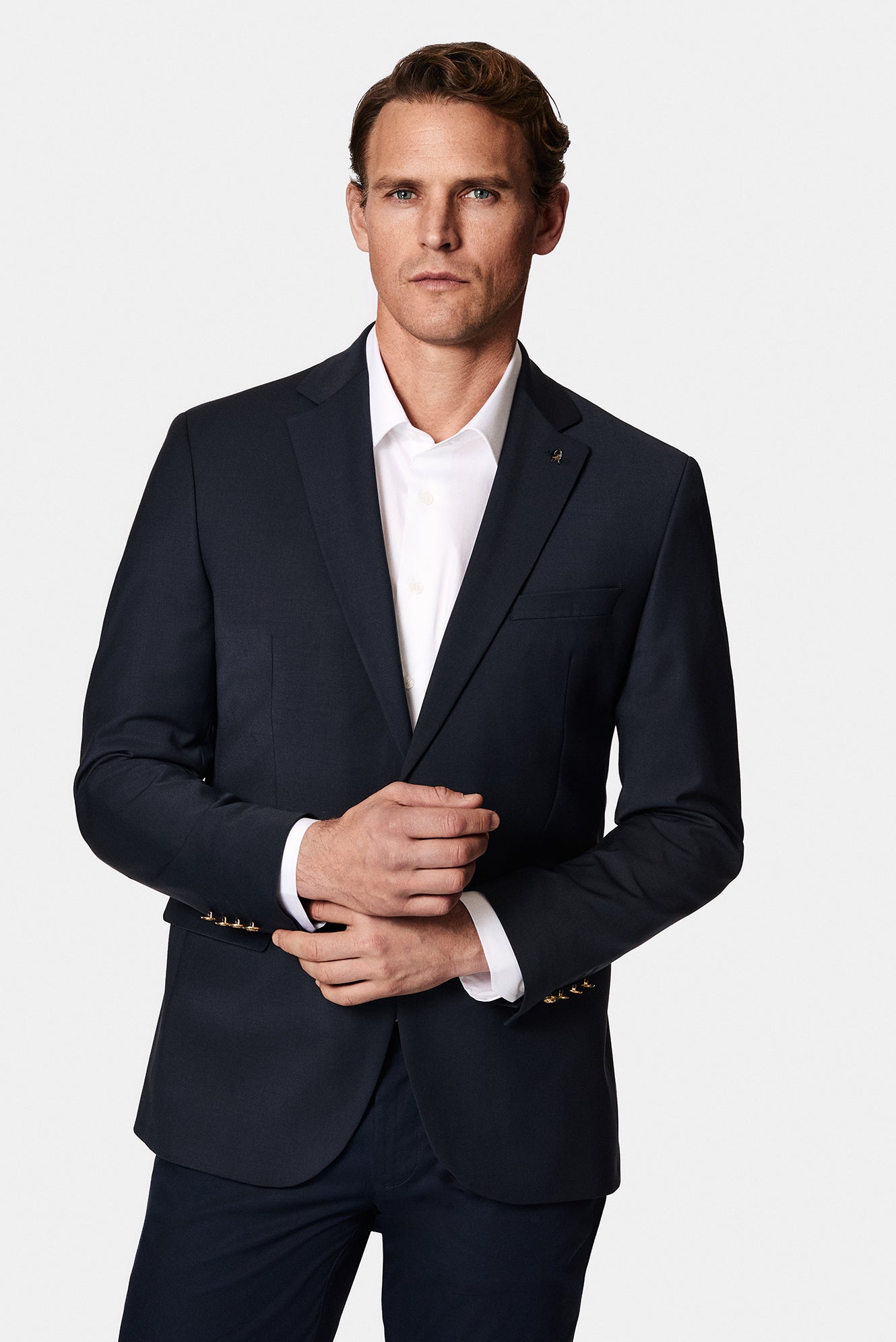 Koyu Lacivert 4 Drop Relaxed Fit Rahat Kesim Yünlü Blazer Ceket