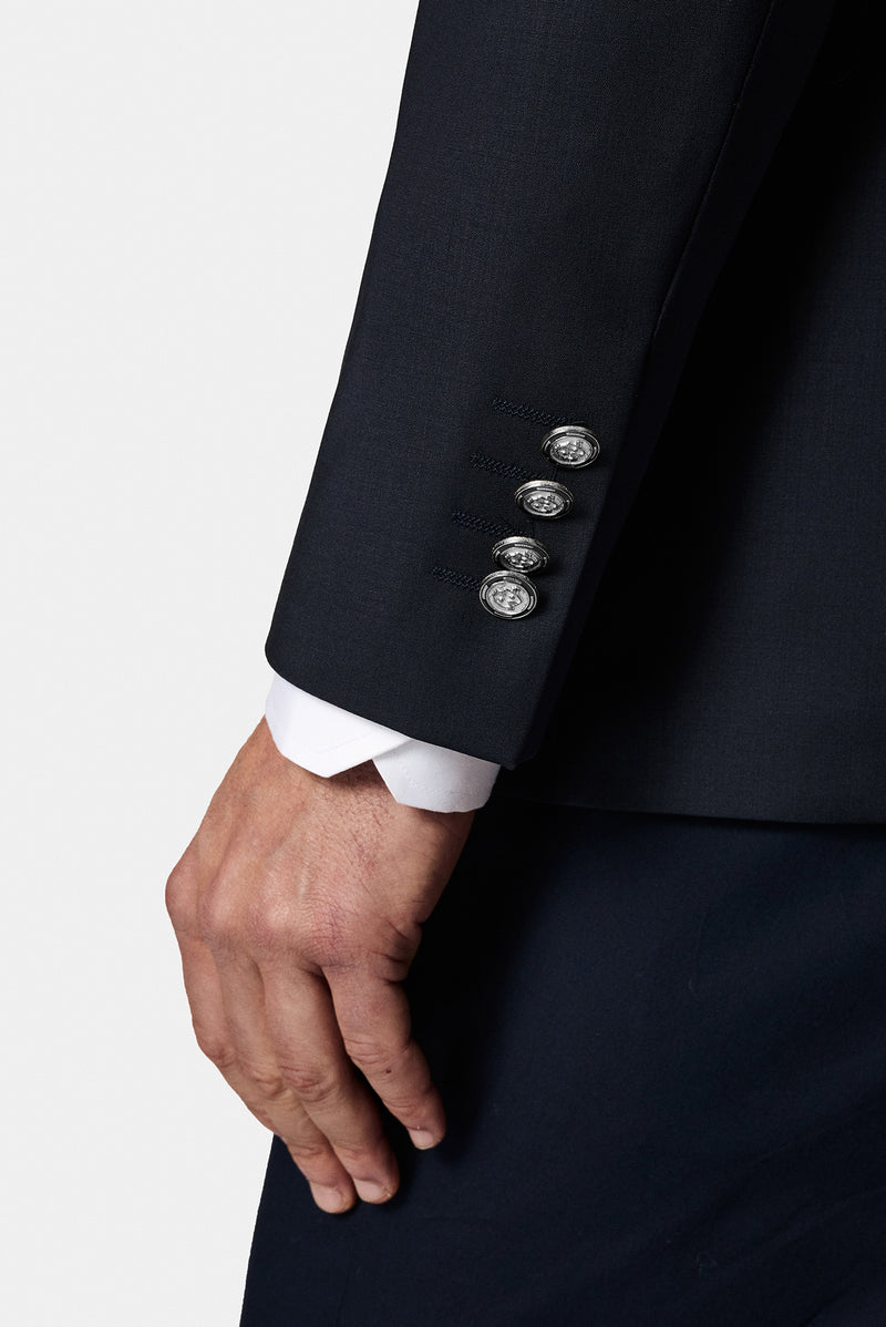 Koyu Lacivert 7 Drop Slim Fit Dar Kesim Yünlü Blazer Ceket