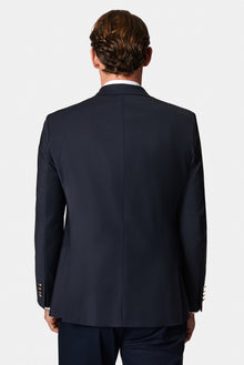 Koyu Lacivert 7 Drop Slim Fit Dar Kesim Yünlü Blazer Ceket-Abdullah Ki??l?