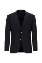 Koyu Lacivert 7 Drop Slim Fit Dar Kesim Yünlü Blazer Ceket-Abdullah Ki??l?