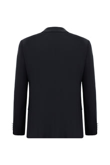 Koyu Lacivert 7 Drop Slim Fit Dar Kesim Yünlü Blazer Ceket-Abdullah Ki??l?