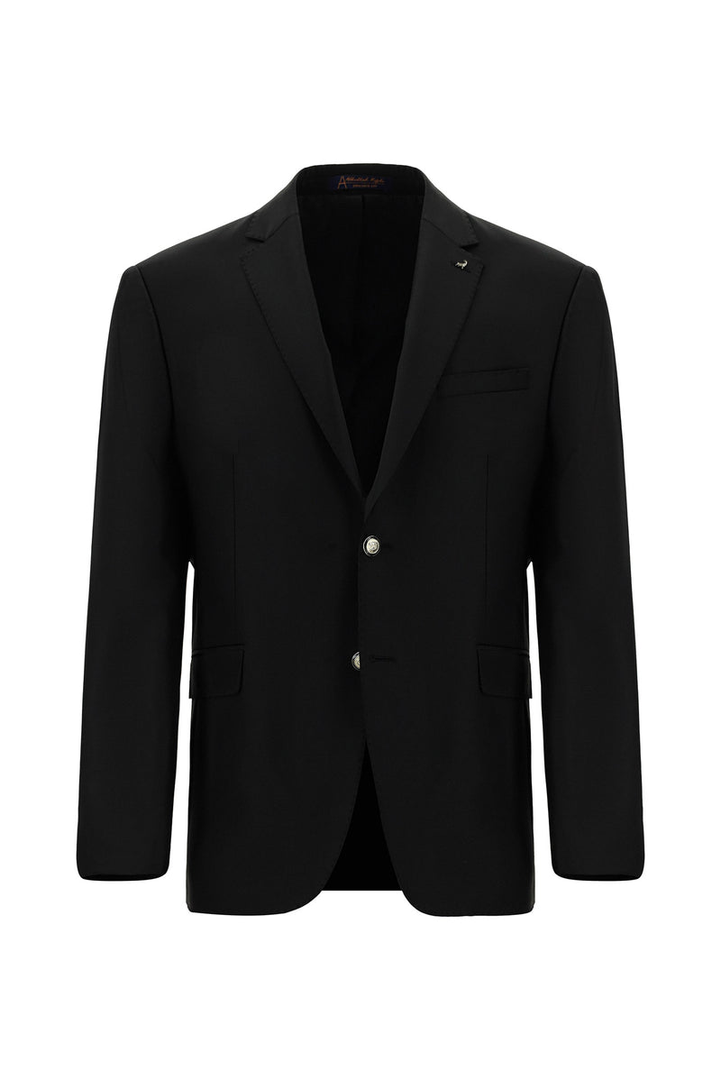 Siyah 4 Drop Relaxed Fit Rahat Kesim Yünlü Blazer Ceket-Abdullah Ki??l?