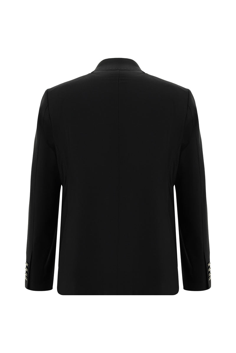 Siyah Relax Fit Rahat Kesim Yünlü Blazer Ceket