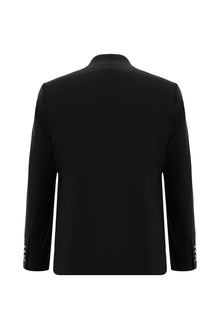 Siyah Slim Fit Dar Kesim Yünlü Blazer Ceket