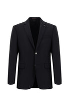 Siyah Lacivert Regular Fit Yünlü Blazer Ceket