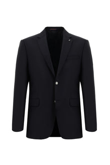 Siyah Lacivert Regular Fit Yünlü Blazer Ceket