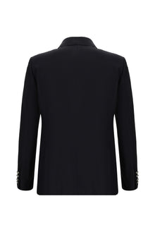 Siyah Lacivert Regular Fit Yünlü Blazer Ceket
