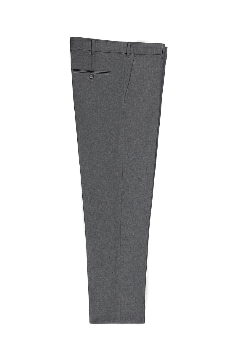 Açık Füme 6 Drop Regular Fit Standart Kesim Yünlü Klasik Kumaş Pantolon