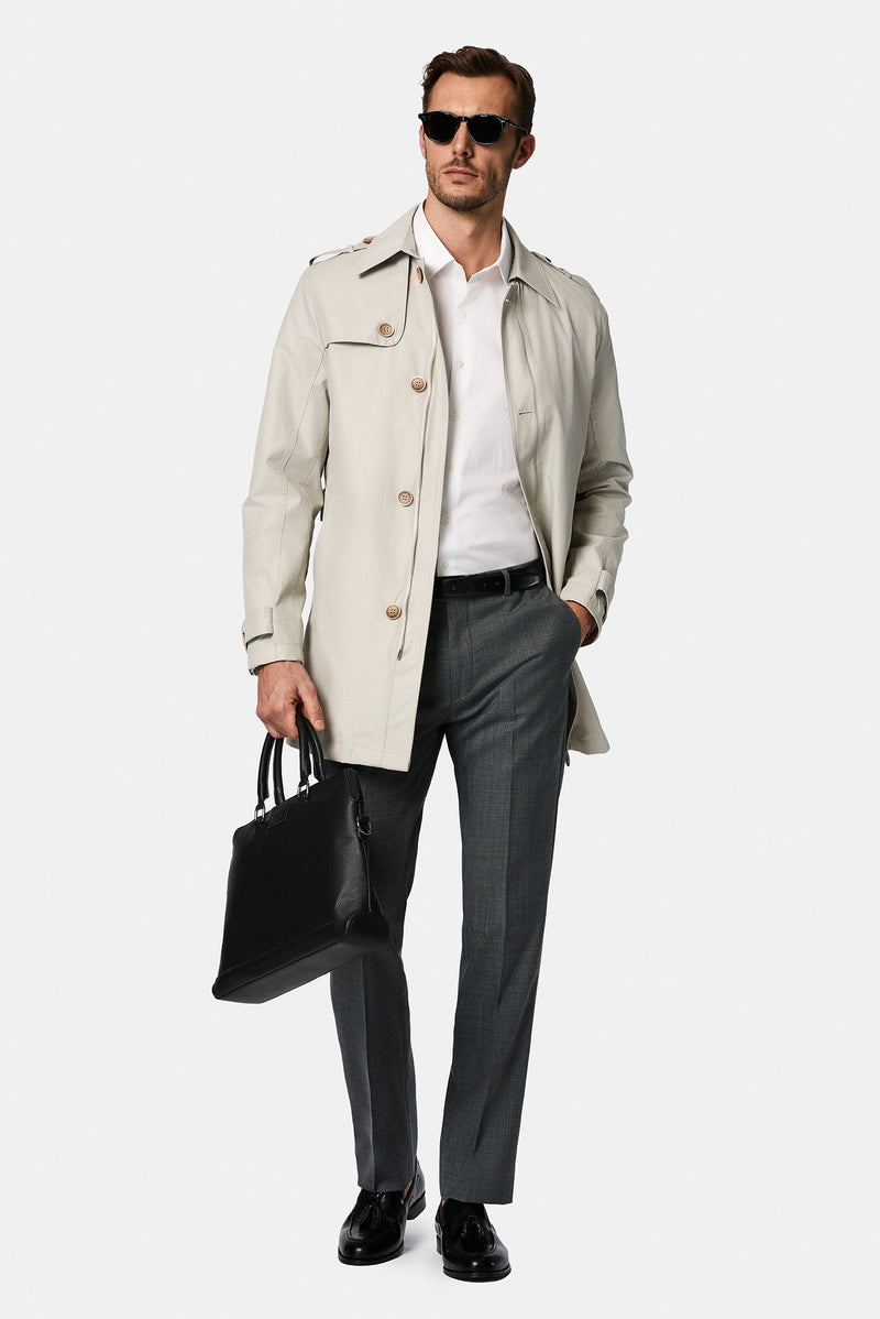 Koyu Füme 7 Drop Slim Fit Dar Kesim Yünlü Klasik Kumaş Pantolon