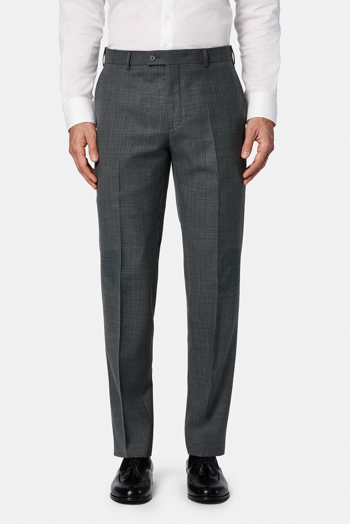Koyu Füme 7 Drop Slim Fit Dar Kesim Yünlü Klasik Kuma? Pantolon-Abdullah Ki??l?