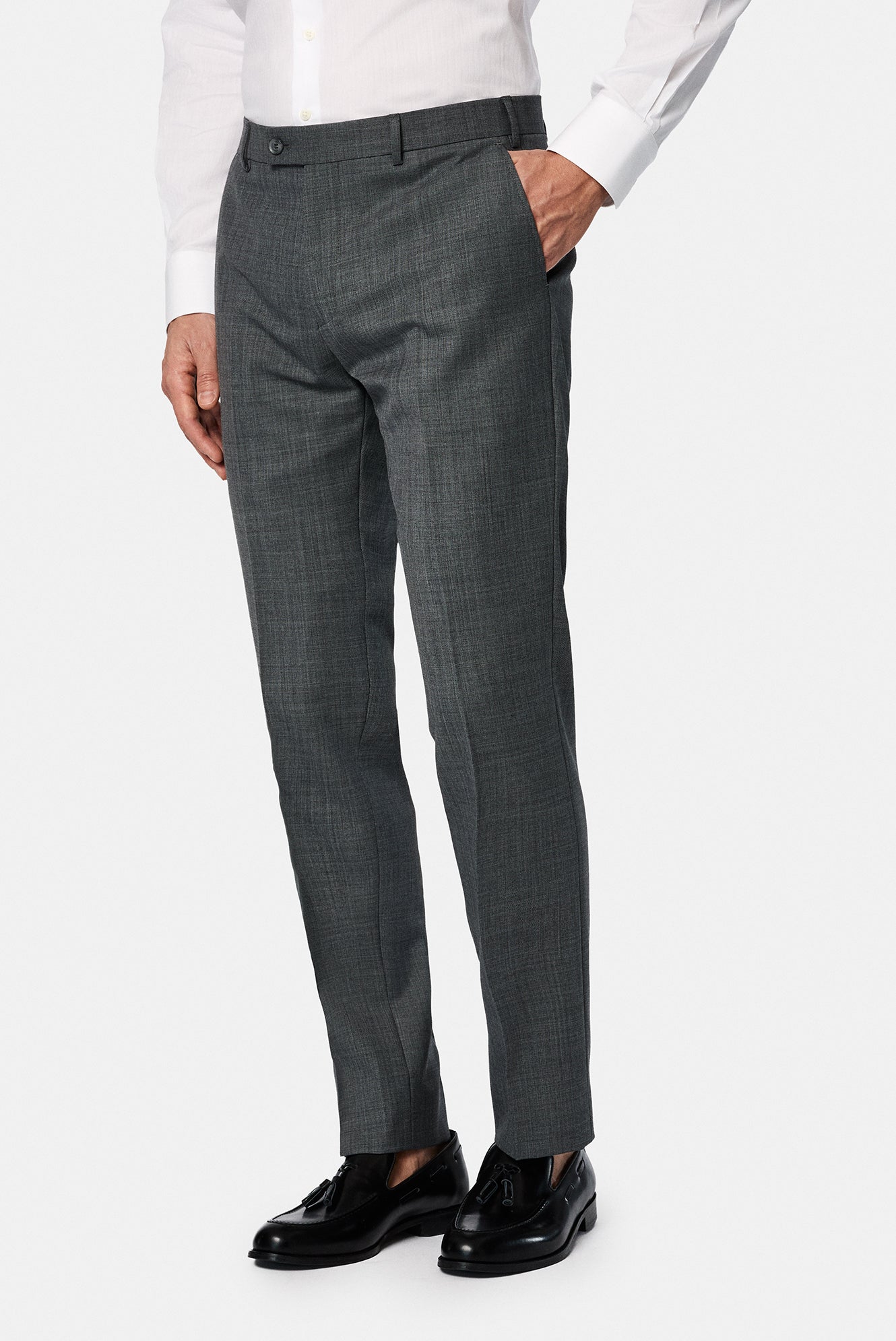 Koyu Füme 7 Drop Slim Fit Dar Kesim Yünlü Klasik Kuma? Pantolon-Abdullah Ki??l?