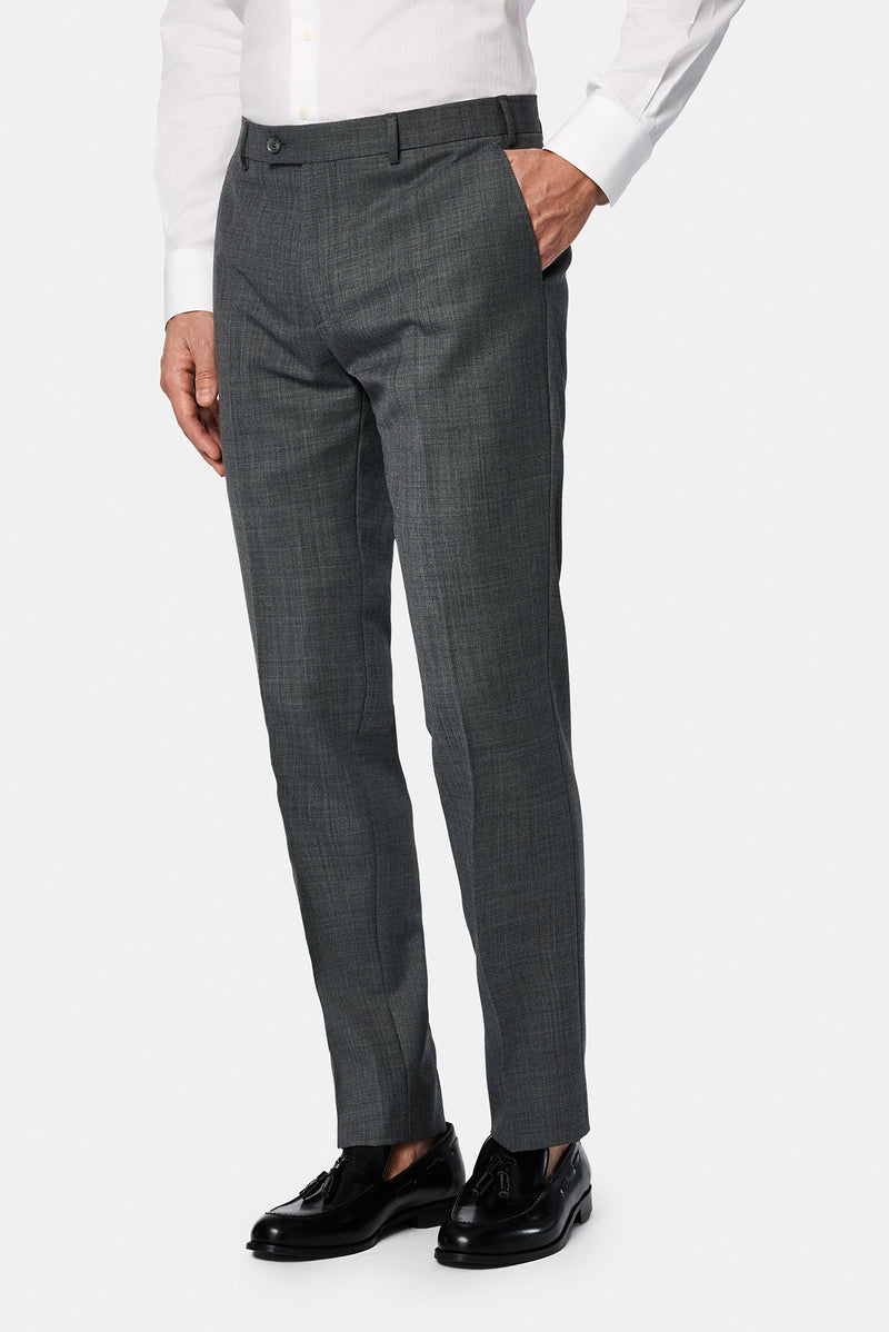 Koyu Füme 7 Drop Slim Fit Dar Kesim Yünlü Klasik Kumaş Pantolon